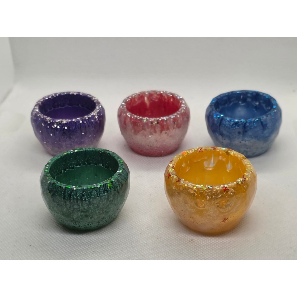 5 Handmade Mini Resin Trinket Bowls Jewelry Ring Bead Crystal Display Dishes - Picture 4 of 6